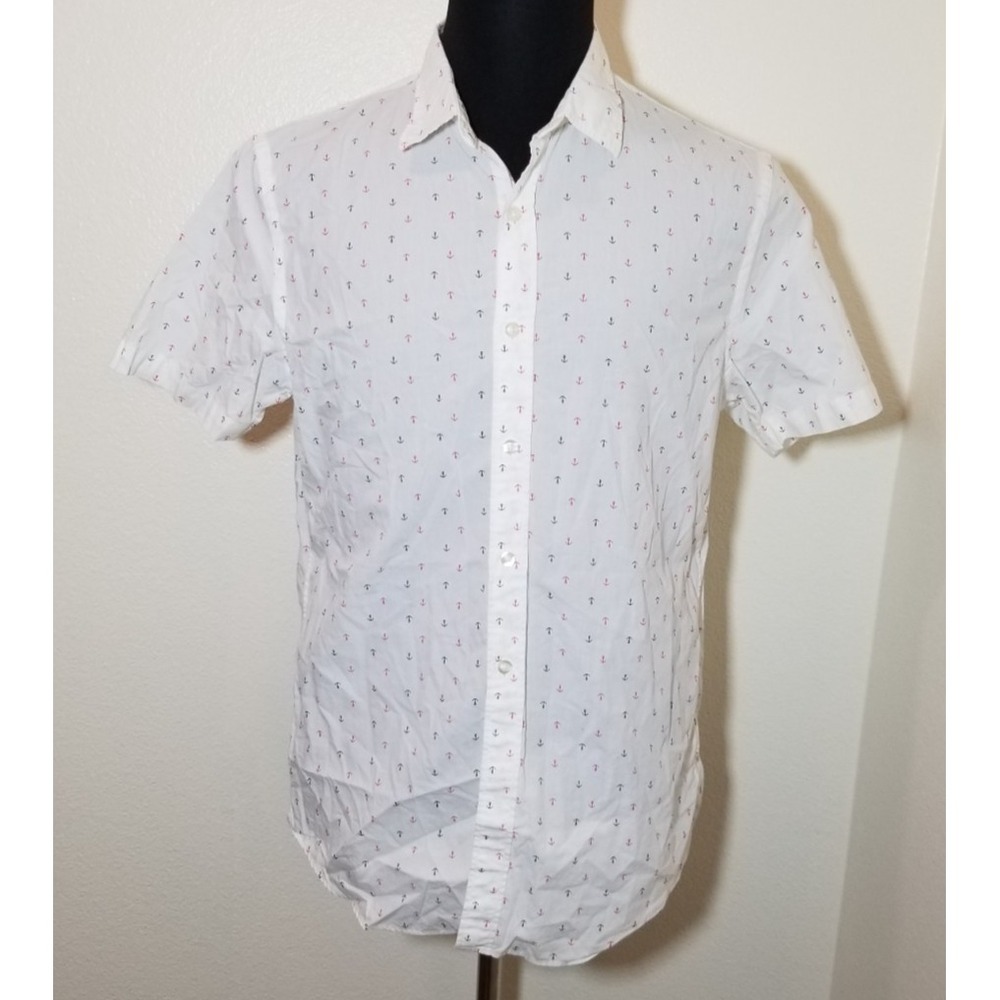Goodthreads Mens Medium Button Up Shirt Sailor Boating Yachting Coastal Cruise